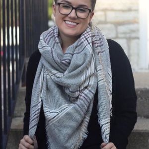 Plaid Blanket Scarf Mocha/Burgundy